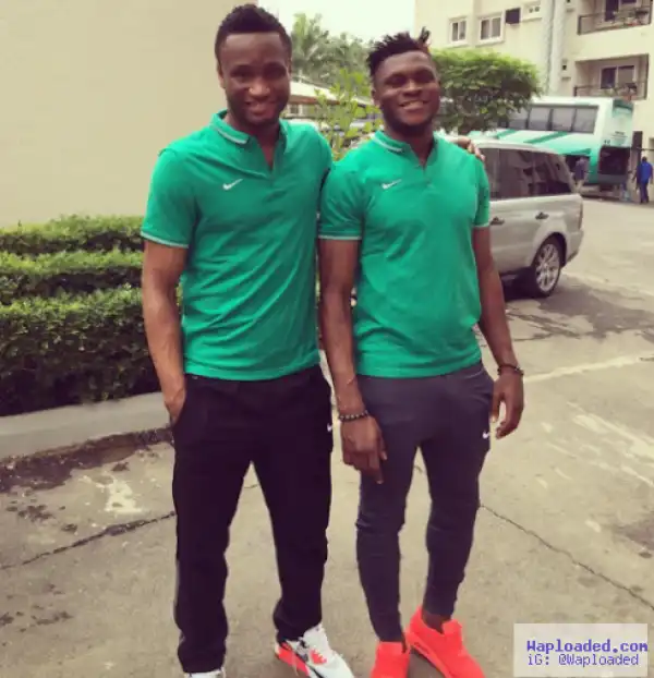 Photo: Aaron Samuel and Mikel Obi at Super Eagles camp in Kaduna